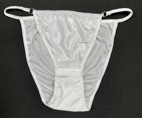 Vtg Nylon String Bikini Semi Sheer White M Gem