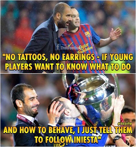 “Pep Guardiola on Iniesta.” | Football jokes, Pep guardiola, Iniesta