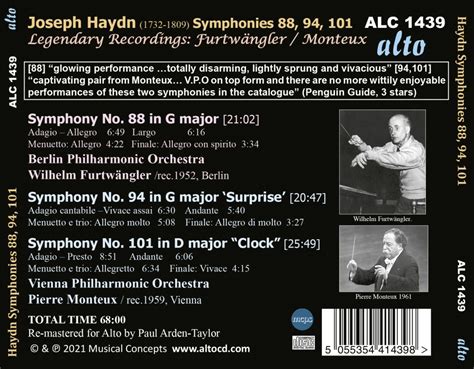 Joseph Haydn Symphonies 88, 94, 101 – Legendary Symphonic recordings ...