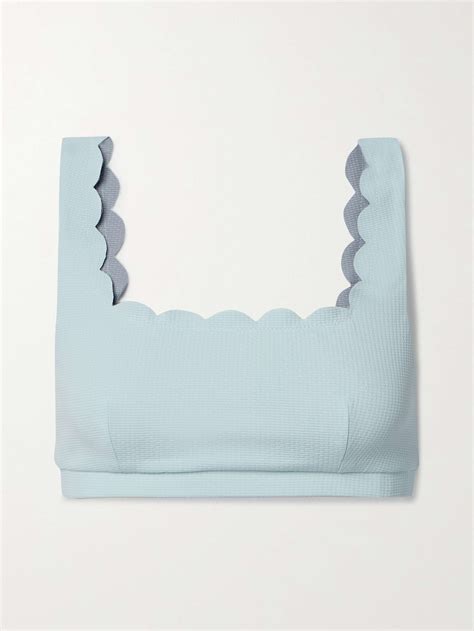 Marysia Palm Springs Reversible Scalloped Recycled Seersucker Bikini