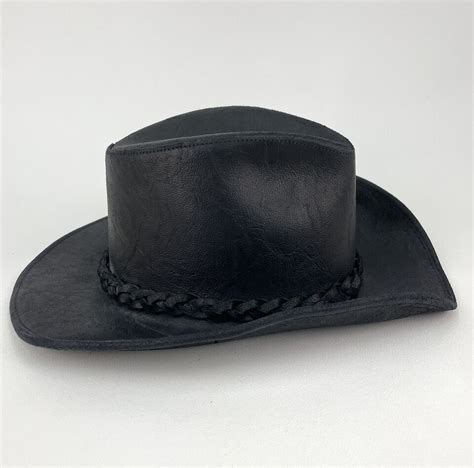 Henschel Hat Co Mens Large Leather Black Western Dude Braided Band W