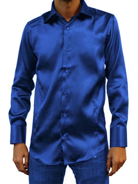 Chemise Bleu Cintrée En Satin Pas Cher Kebello Com