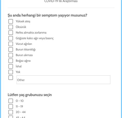 Korona Test Randevu Form Şablonu Jotform