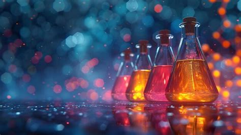 Colourful Chemistry Flasks Premium Ai Generated Image