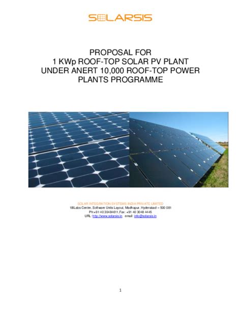 Pdf Proposal For 1 Kwp Roof Top Solar Pv Plant Under Anert 10000 Roof Top Power Plants Programme