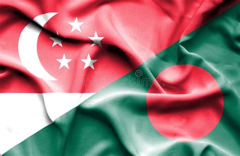 Waving Flag Of Bangladesh And Singapore Stock Illustration