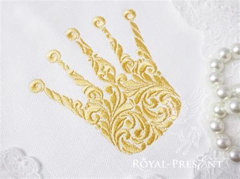 Machine Embroidery Design Ornate Crown Sizes Royal Present Embroidery