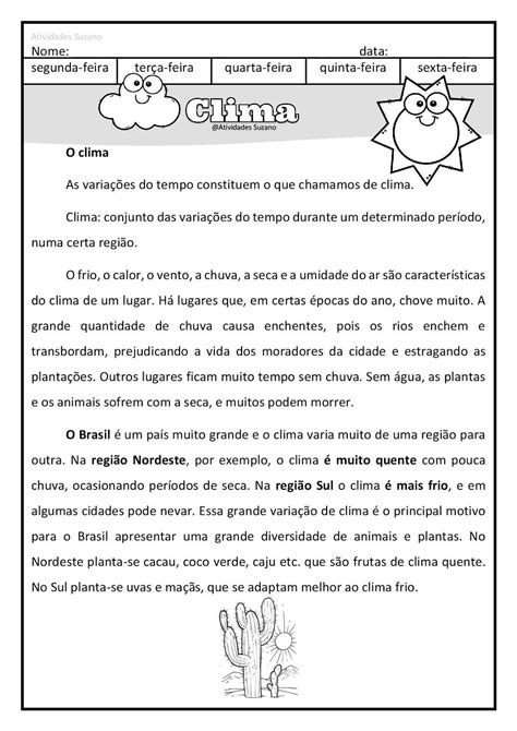 Atividades Sobre Clima E Tempo 3o Ano