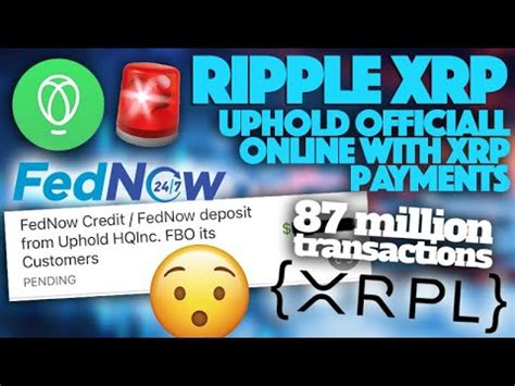 Ripple XRP XRPL At 87 Million Transactions Uphold OFFICIALLY Online