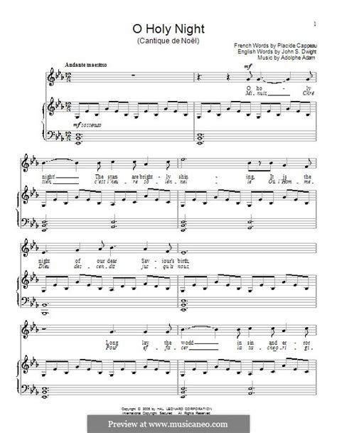 Printable O Holy Night Sheet Music Printable Templates