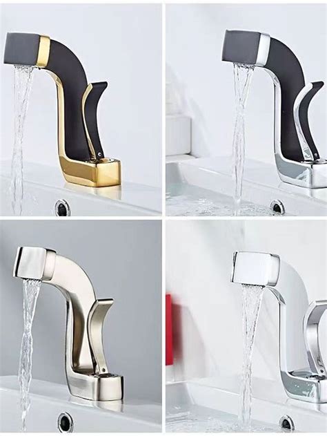 Waterfall Bathroom Sink Mixer Faucet Brass Basin Taps Single Handle One Hole With Hot And Cold