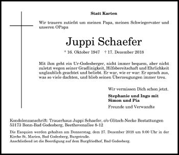 Traueranzeigen Von Juppi Schaefer Ga Trauer De