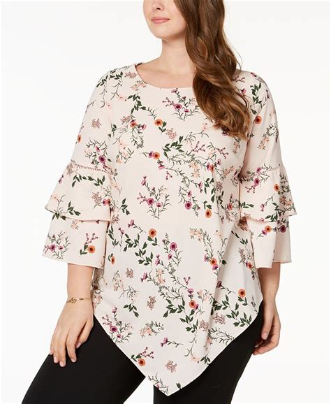 Alfani Plus Size Ruffle Sleeve Pointed Hem Tunic Created For Macys