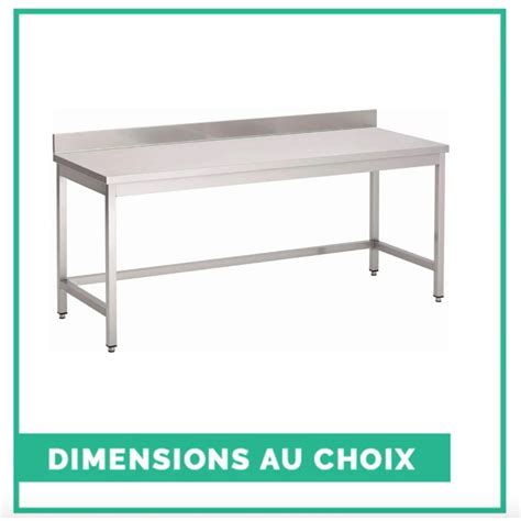 Table De Travail Avec Dosseret En Acier Inoxydable Mm Sans Sous