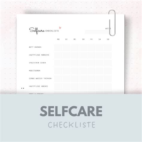 Vorlage Selfcare Checkliste Sortierchen