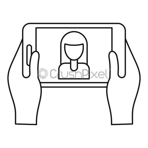 Girl Take Selfie Icon Outline Style Stock Vector 3353878 Crushpixel