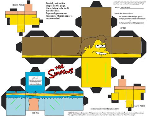 Nelson Muntz Paper Toy Free Printable Papercraft Templates