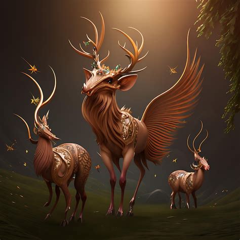 Premium AI Image | Magical creatures in forest