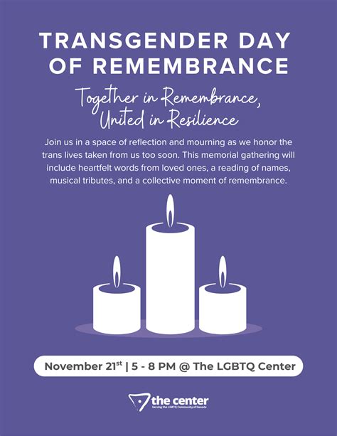 🕯️ Transgender Day of Remembrance... - The LGBTQ Center | Facebook
