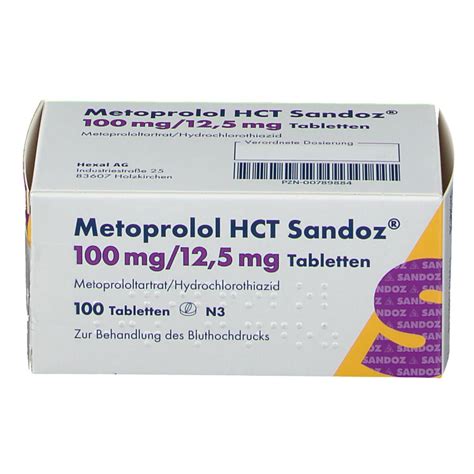 Metoprolol HCT Sandoz 100 Mg 12 5 Mg 100 St Mit Dem E Rezept Kaufen