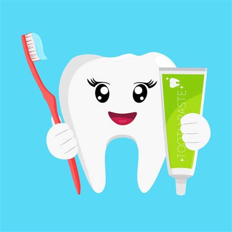 Premium Vector Cartoon Tooth With Toothpaste And Toothbrush