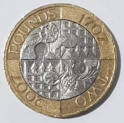 2 Two Pound Coin 1707 2007 Act Of Union 2 RARE Coin Circulated Mint