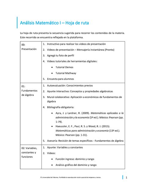 Análisis Matemático I Hoja de ruta 2020C2 Anlisis Matemtico I