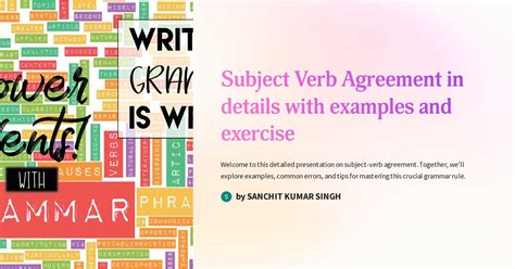 Subject Verb Agreement In Details With Examples And Exercise