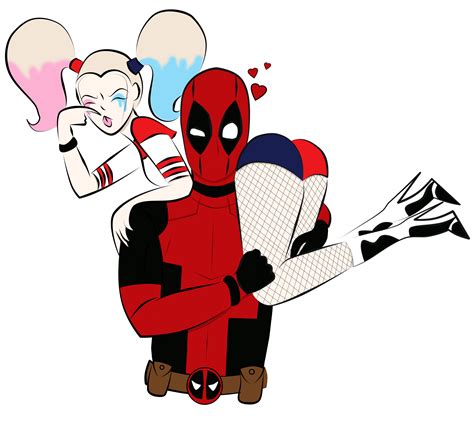 Deadpool X Harley Quinn Harley Quinn And Deadpool Colored By Ninjaspidey On Deviantart We