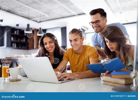 Happy Group Of Young Students Studying Together Stock Image Image Of