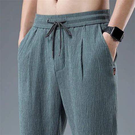 Pantalones De Algod N De C Amo Para Hombre Ropa De Calle De Seda De