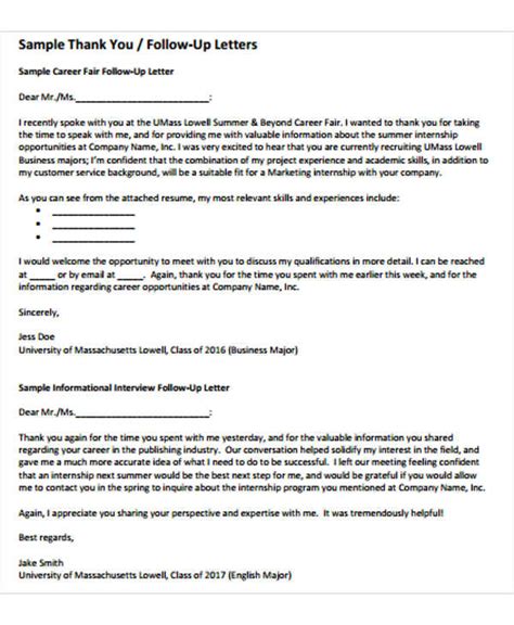 Follow Up Letter Template 14 Free Sample Example Format Download