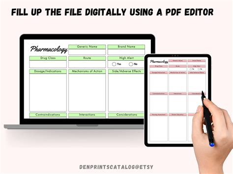 Printable Pharmacology Template For Nursing Student Student Nurse