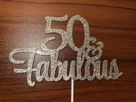 50 And Fabulous Cake Topper And 24pcs 50th Birthday Cupcake Toppers Rose Gold Glitter50th