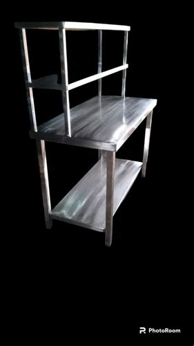 Silver Polished Stainless Steel Work Tables Number Of Shelves 2 Size