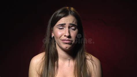 Nude Brunette Posing On Camera And Happily Shouts Delight Bit Slow Motion Stock Video Video