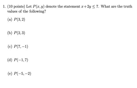 Solved 10 ﻿points ﻿let P X Y ﻿denote The Statement