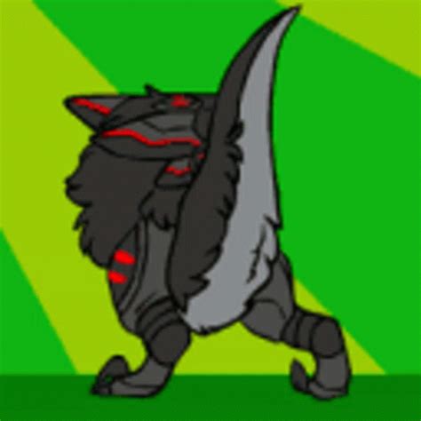 An Animated Image Of A Cat With Red Eyes And Claws On It S Back Legs