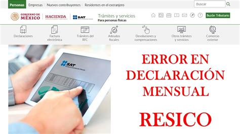 Error En DeclaraciÓn Mensual Resico Sat 2022 Como Resolverlo Youtube