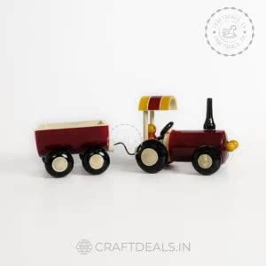 Channapatna Toy Tractor With Trailer Pull Along Toy Premium Quality