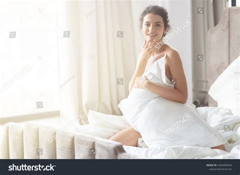 Sensual Charming Smiling Naked Woman Pillow Stock Photo 1660483030 Shutterstock