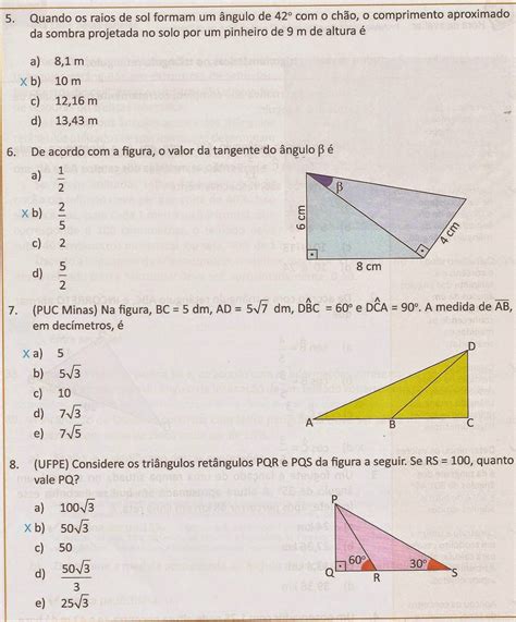 Exercícios Trigonometria No Triângulo Retângulo 9 Ano Pdf Com Gabarito