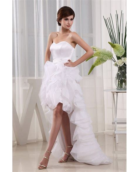 A Line Sweetheart Asymmetrical Tulle Wedding Dress With Cascading