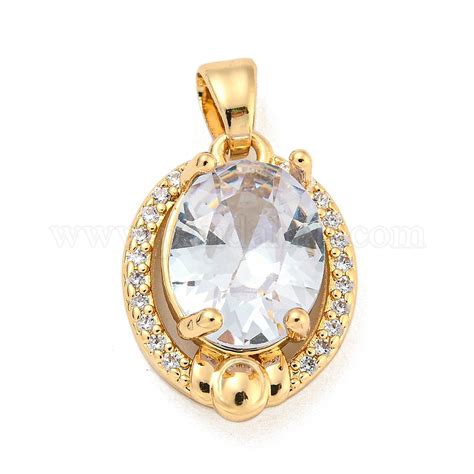 Wholesale Brass Micro Pave Clear Cubic Zirconia Pendants Pandahall