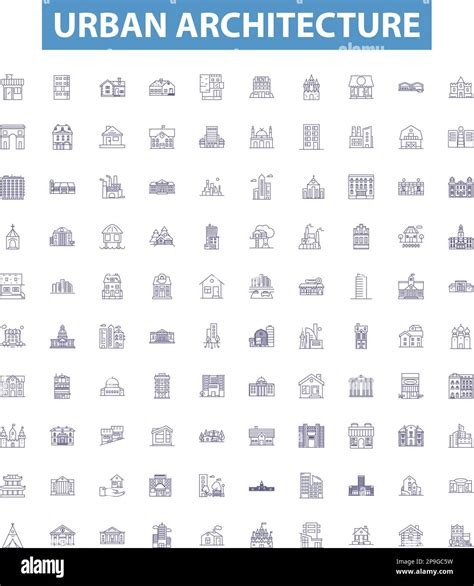 Urban Architecture Line Icons Signs Set Urbanity Architecture