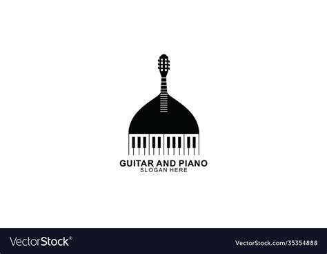 Guitar And Piano Button Logo Template Design Vector Image