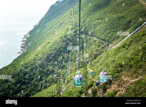 Hong Kong China, Nov 29, 2018: Cablecar in Ocean Park, Hongkong. Cable ...