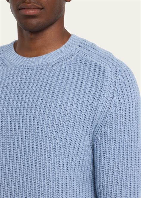 Iris Von Arnim Mens Stonewashed Cashmere Ribbed Crewneck Sweater