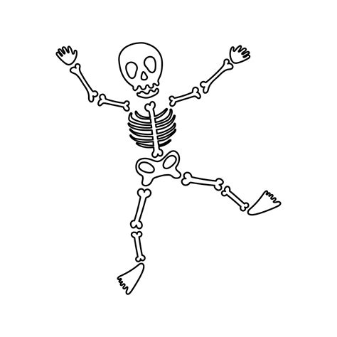 Premium Vector | Line art dancing skeleton. Halloween decorative ...