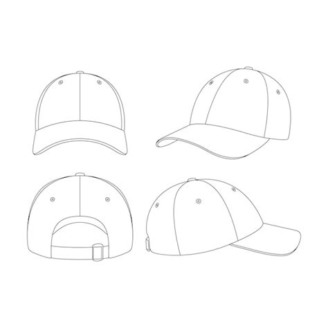 Plantilla gorra de béisbol vector ilustración boceto plano esquema de